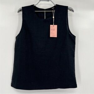 NWT Quince Women's Black European Linen Sleeveless Tank
